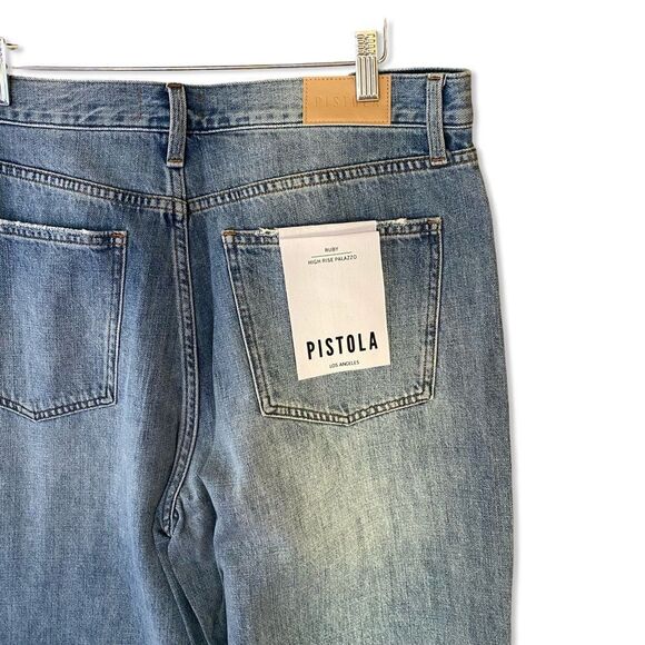 NWT Pistola Ruby High Rise Palazzo Pants jeans Othello blue Revolve 32 - Picture 9 of 11